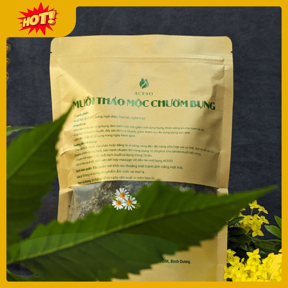 Muối thảo mộc chườm bụng Muối thảo mộc chườm bụng